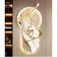 Decoration Home Wall Feather Ghazalle MDF With Light